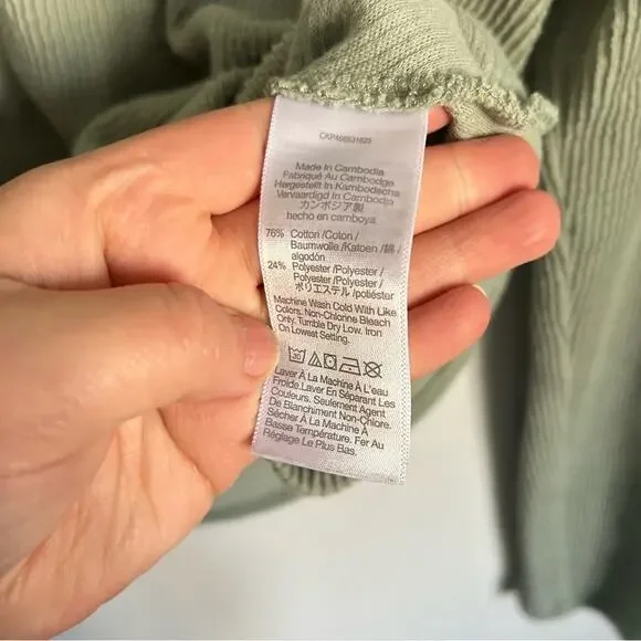 Madewell Elwood Knot Long Sleeve Crew Neck Top Green Size M - Picture 10 of 10